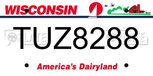 TUZ8288 Wisconsin License Plate