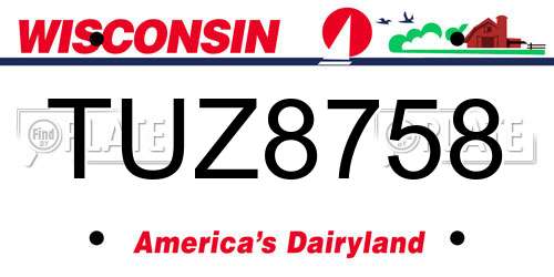 TUZ8758 Wisconsin License Plate