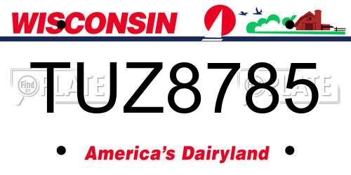 TUZ8785 Wisconsin License Plate