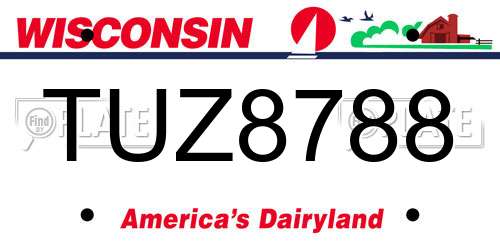 TUZ8788 Wisconsin License Plate