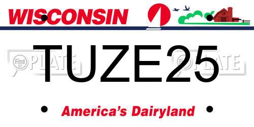 TUZE25 Wisconsin License Plate