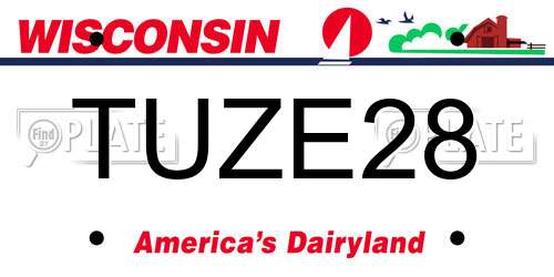 TUZE28 Wisconsin License Plate