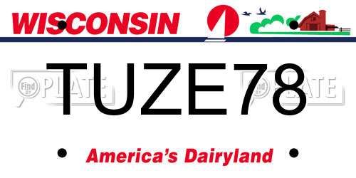 TUZE78 Wisconsin License Plate