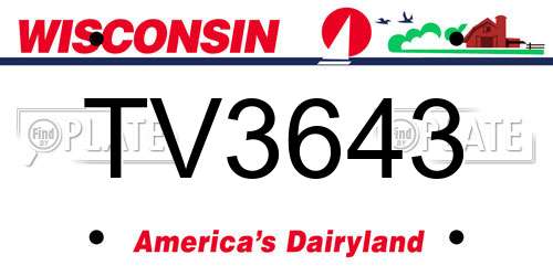TV3643 Wisconsin License Plate