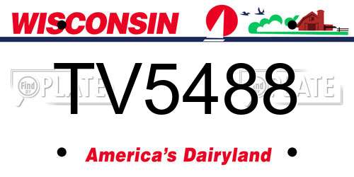 TV5488 Wisconsin License Plate