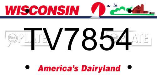 TV7854 Wisconsin License Plate