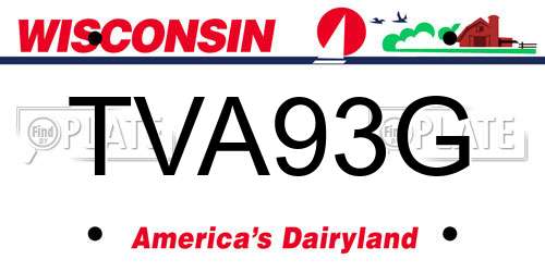 TVA93G Wisconsin License Plate