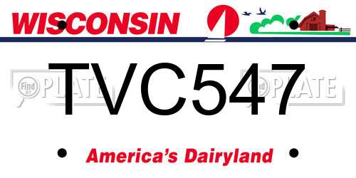 TVC547 Wisconsin License Plate
