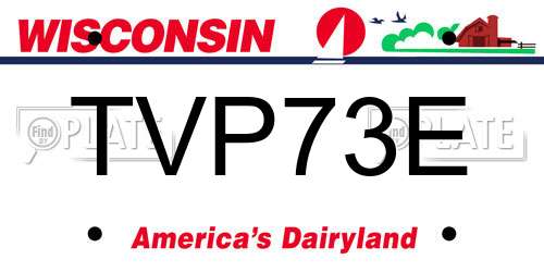 TVP73E Wisconsin License Plate