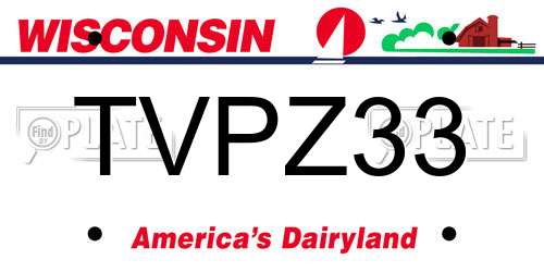 TVPZ33 Wisconsin License Plate