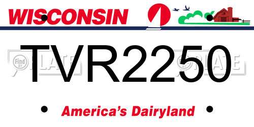 TVR2250 Wisconsin License Plate
