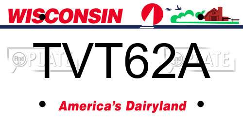 TVT62A Wisconsin License Plate