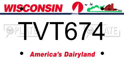 TVT674 Wisconsin License Plate