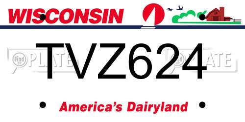 TVZ624 Wisconsin License Plate