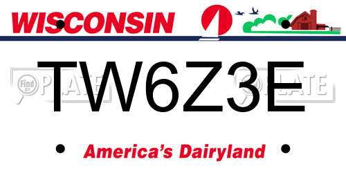 TW6Z3E Wisconsin License Plate