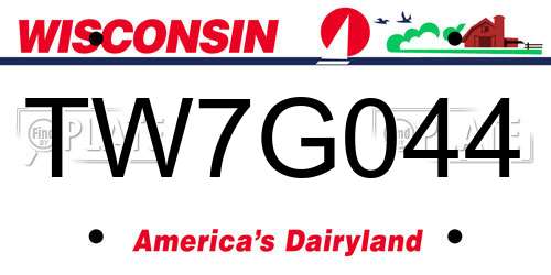 TW7G044 Wisconsin License Plate