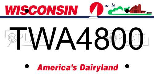TWA4800 Wisconsin License Plate