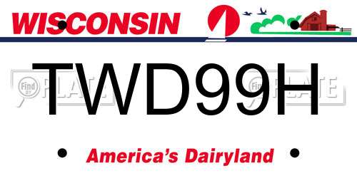 TWD99H Wisconsin License Plate