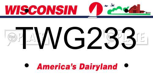 TWG233 Wisconsin License Plate