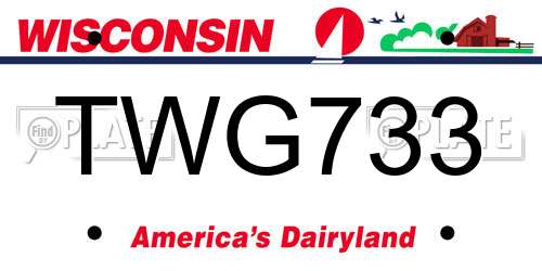 TWG733 Wisconsin License Plate