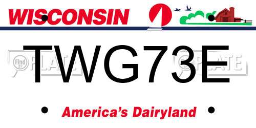 TWG73E Wisconsin License Plate