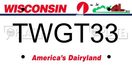 TWGT33 Wisconsin License Plate