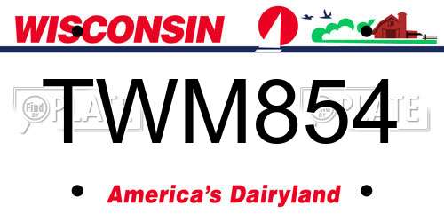 TWM854 Wisconsin License Plate