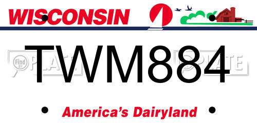 TWM884 Wisconsin License Plate