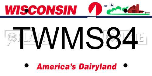 TWMS84 Wisconsin License Plate