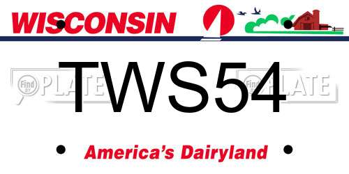 TWS54 Wisconsin License Plate