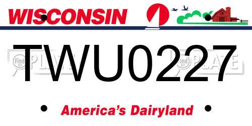 TWU0227 Wisconsin License Plate