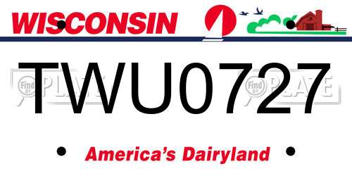 TWU0727 Wisconsin License Plate