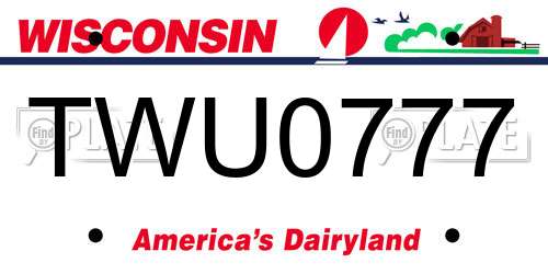TWU0777 Wisconsin License Plate