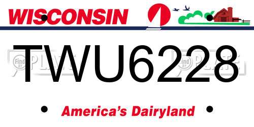 TWU6228 Wisconsin License Plate