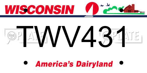 TWV431 Wisconsin License Plate