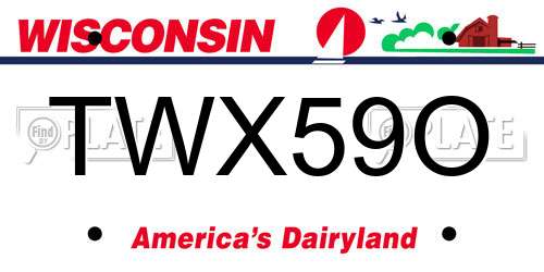 TWX59O Wisconsin License Plate