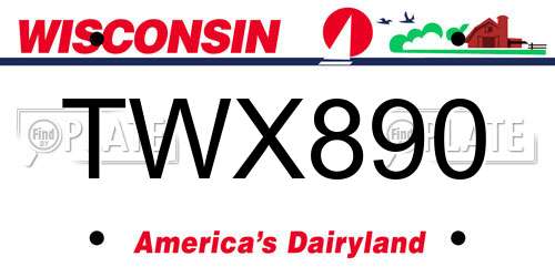 TWX890 Wisconsin License Plate
