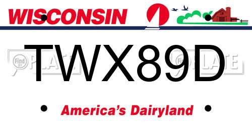 TWX89D Wisconsin License Plate