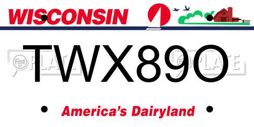 TWX89O Wisconsin License Plate