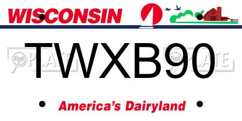 TWXB90 Wisconsin License Plate