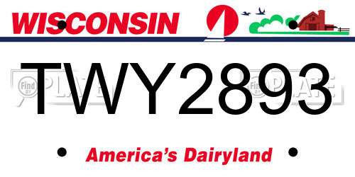 TWY2893 Wisconsin License Plate