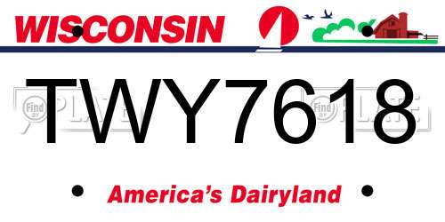 TWY7618 Wisconsin License Plate