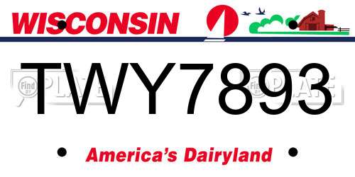 TWY7893 Wisconsin License Plate