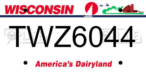 TWZ6044 Wisconsin License Plate