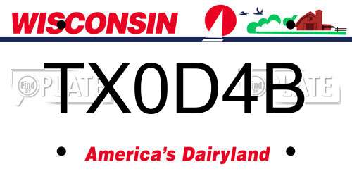 TX0D4B Wisconsin License Plate
