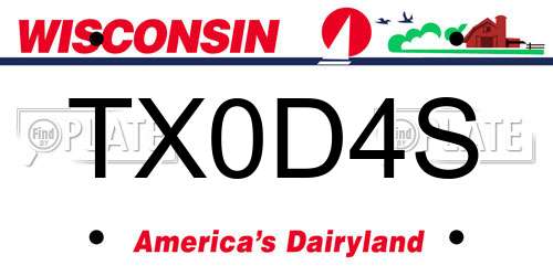 TX0D4S Wisconsin License Plate