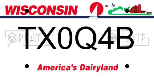 TX0Q4B Wisconsin License Plate