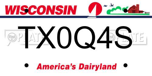 TX0Q4S Wisconsin License Plate
