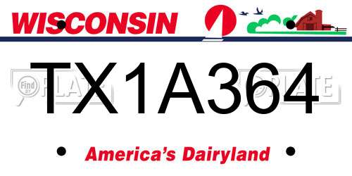 TX1A364 Wisconsin License Plate