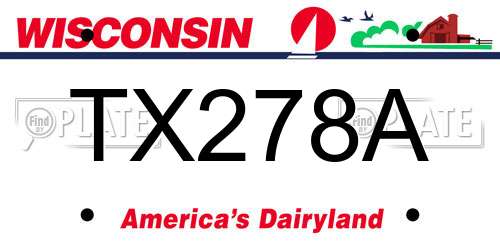 TX278A Wisconsin License Plate